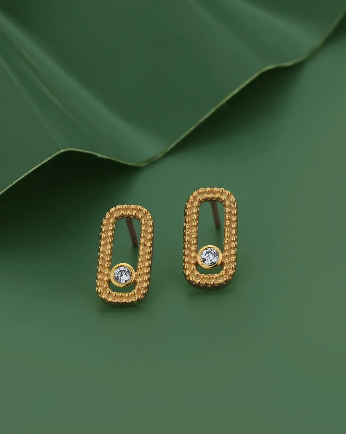 18kt Gold Plated with CZ Contemporary Stud Earring for women