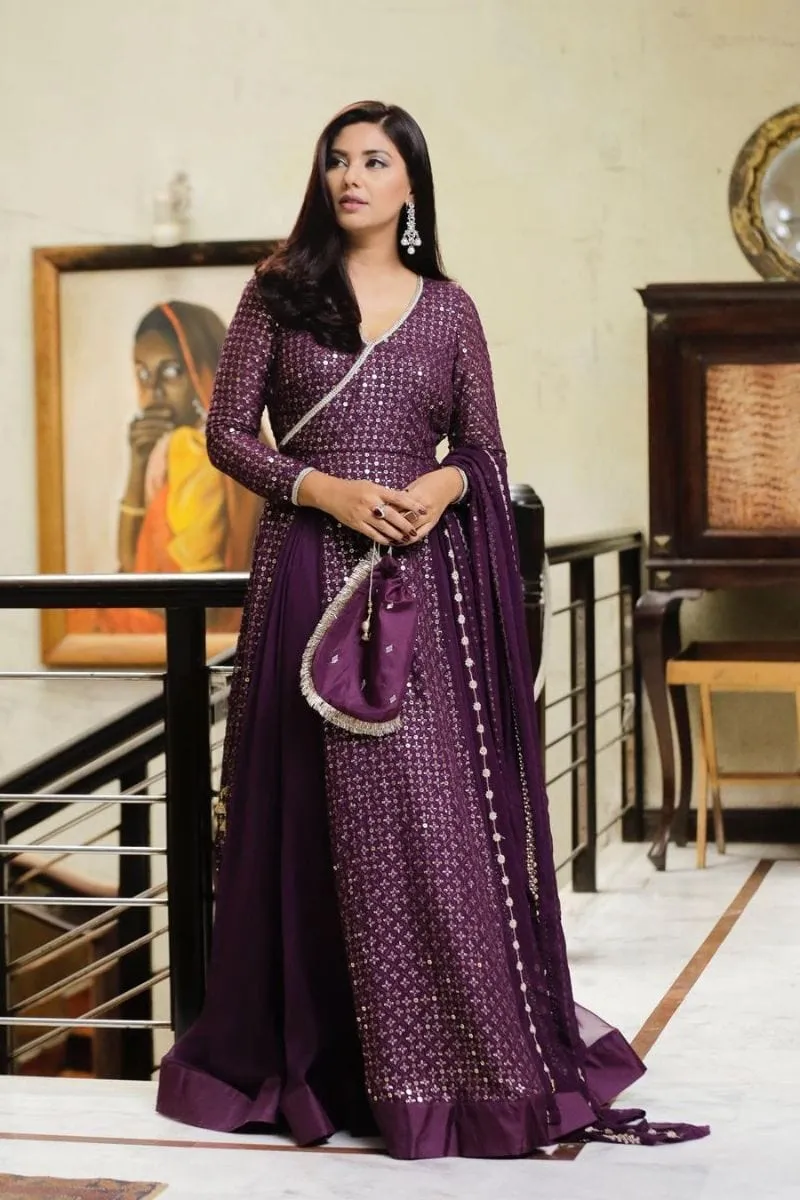 Allure by Ih - HEER - Chiffon & Silk - Plum - 4 Piece