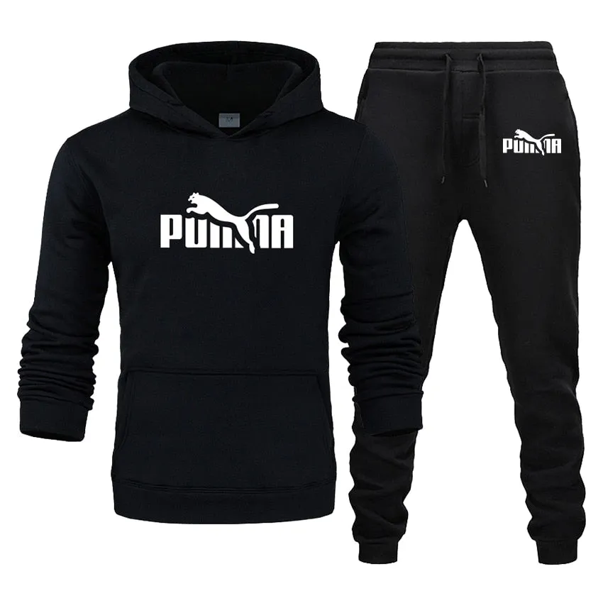Men's Track Field Sportswear Fleece Thickened Hooded Boutique Clothing Casual Hoodies Suit Jacket   Pants Warm Winter Sweatshirt