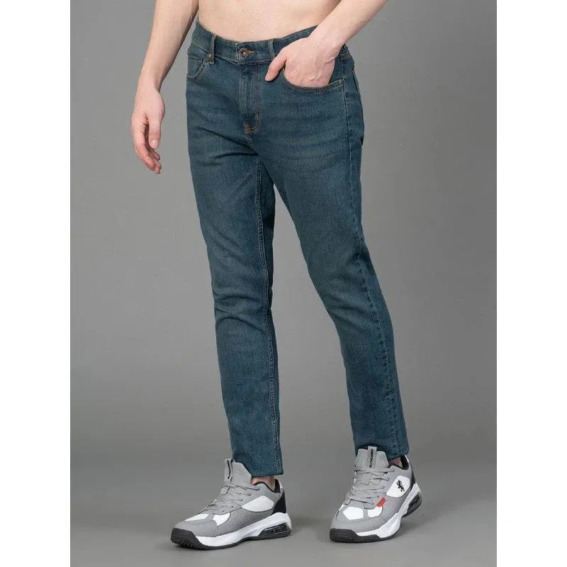 RedTape Men's Beige Solid Washed Cotton Spandex Skinny Jeans